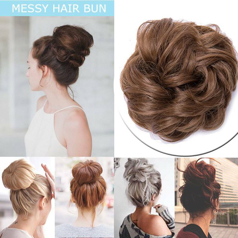 Real Thick Messy Bun Hair Piece Scrunchie 100% Natural Hair Extensions As Human