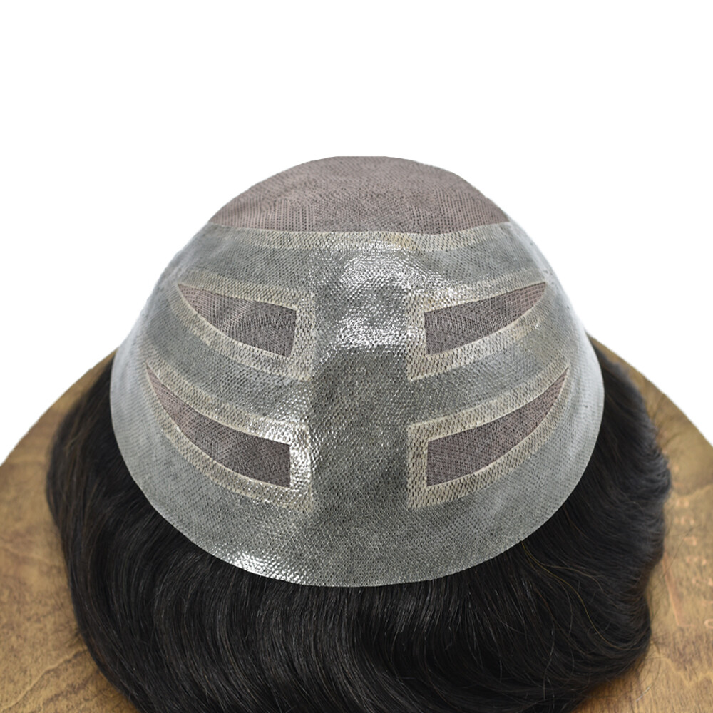 Mens Toupee French Lace Front Hairpiece Fine Mono Poly Skin Hair Systems Natural