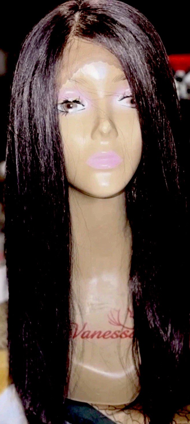 HD SWSS LACE LONG WIG STRAIGHT HAIR LAYERED HANDTIED CAP #1 BLK HEAT OK NEW