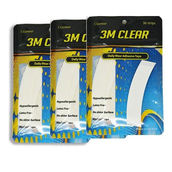 3M 1522 Double Sided Clear True Tape Daily Wear 3/4X3″ C Contour Wig Toupee 108P