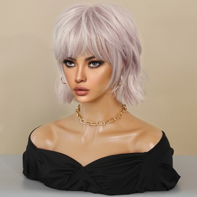 Short Bob Neutral Synthetic Full Wig Heat Resistant Natural Looking for Women