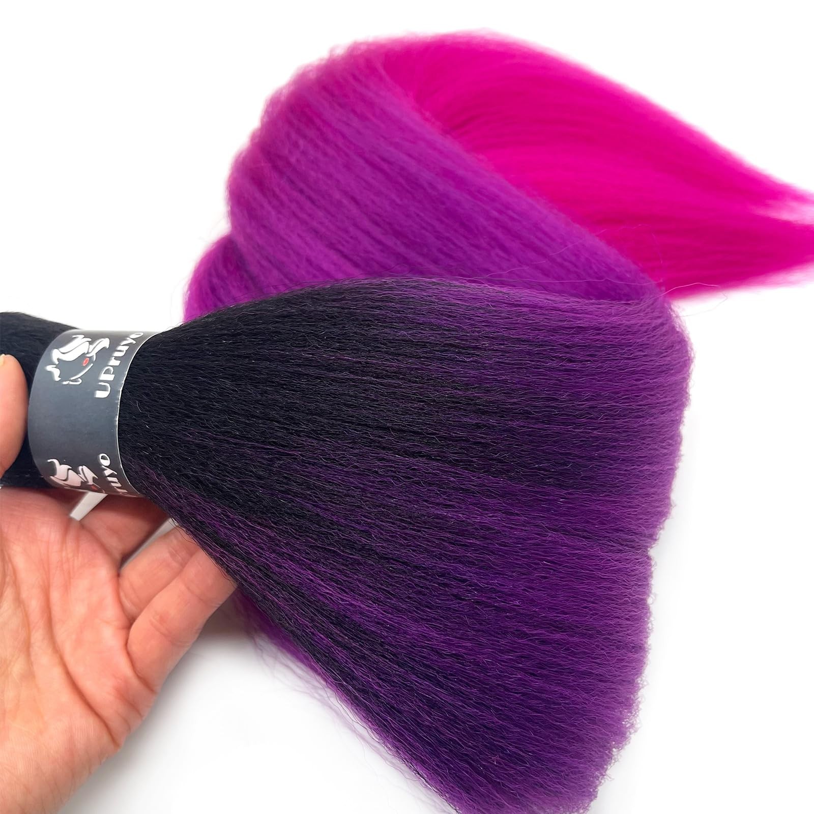 Upruyo Purple Pink Ombre Braiding Hair Pre Stretched Knotless Pink Prestretched