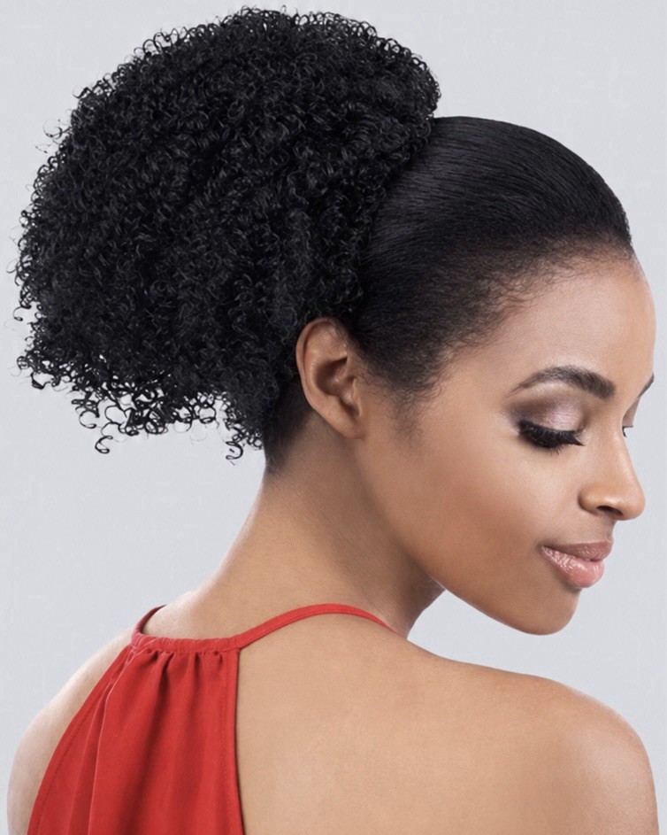 Bėshe Curly Coils Full Synthetic Drawstring Ponytail Wig Color: 1-BLACK