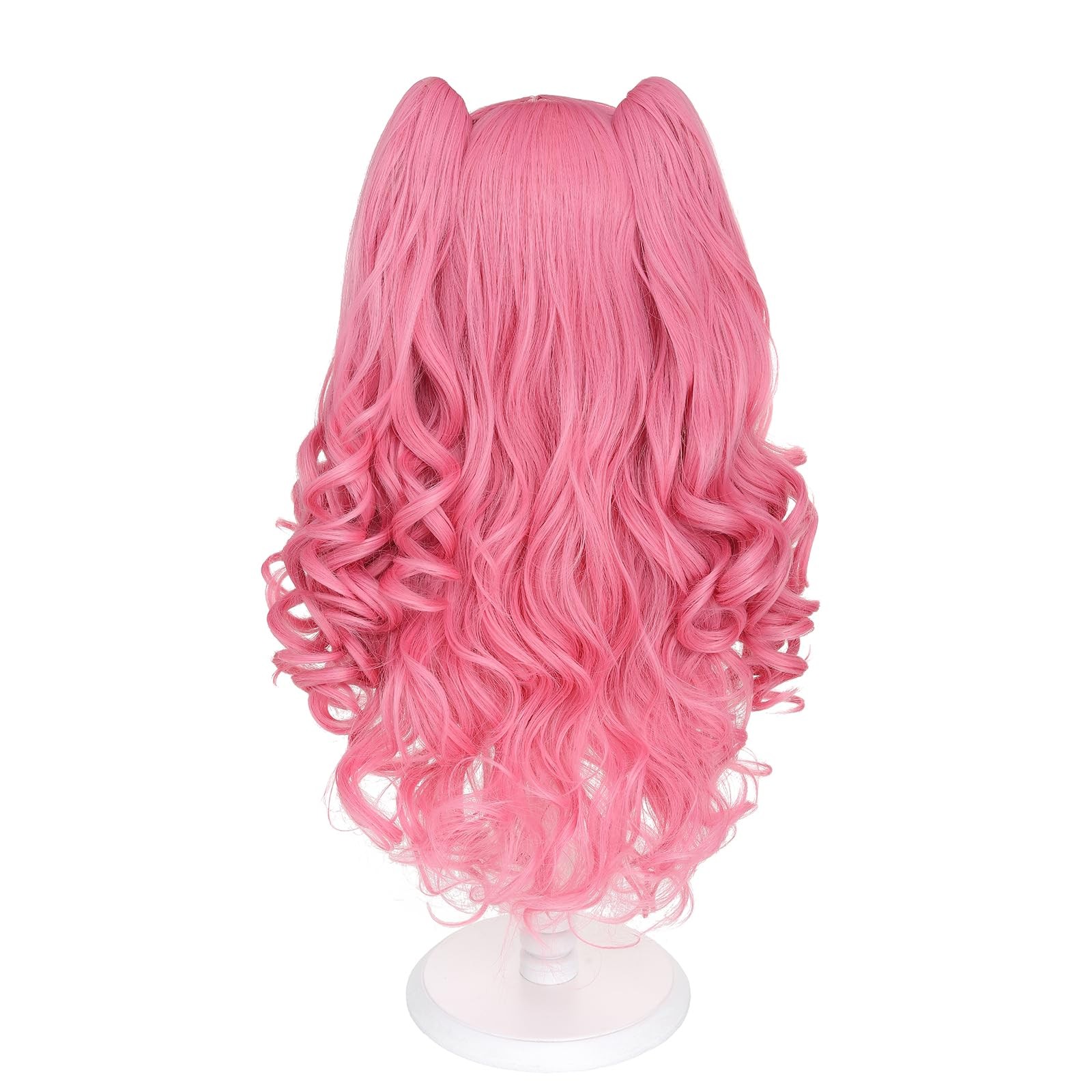 Long Curly Pink Lolita Wig 2 Ponytails Clip on Cosplay Wig for Women Anime Pa…