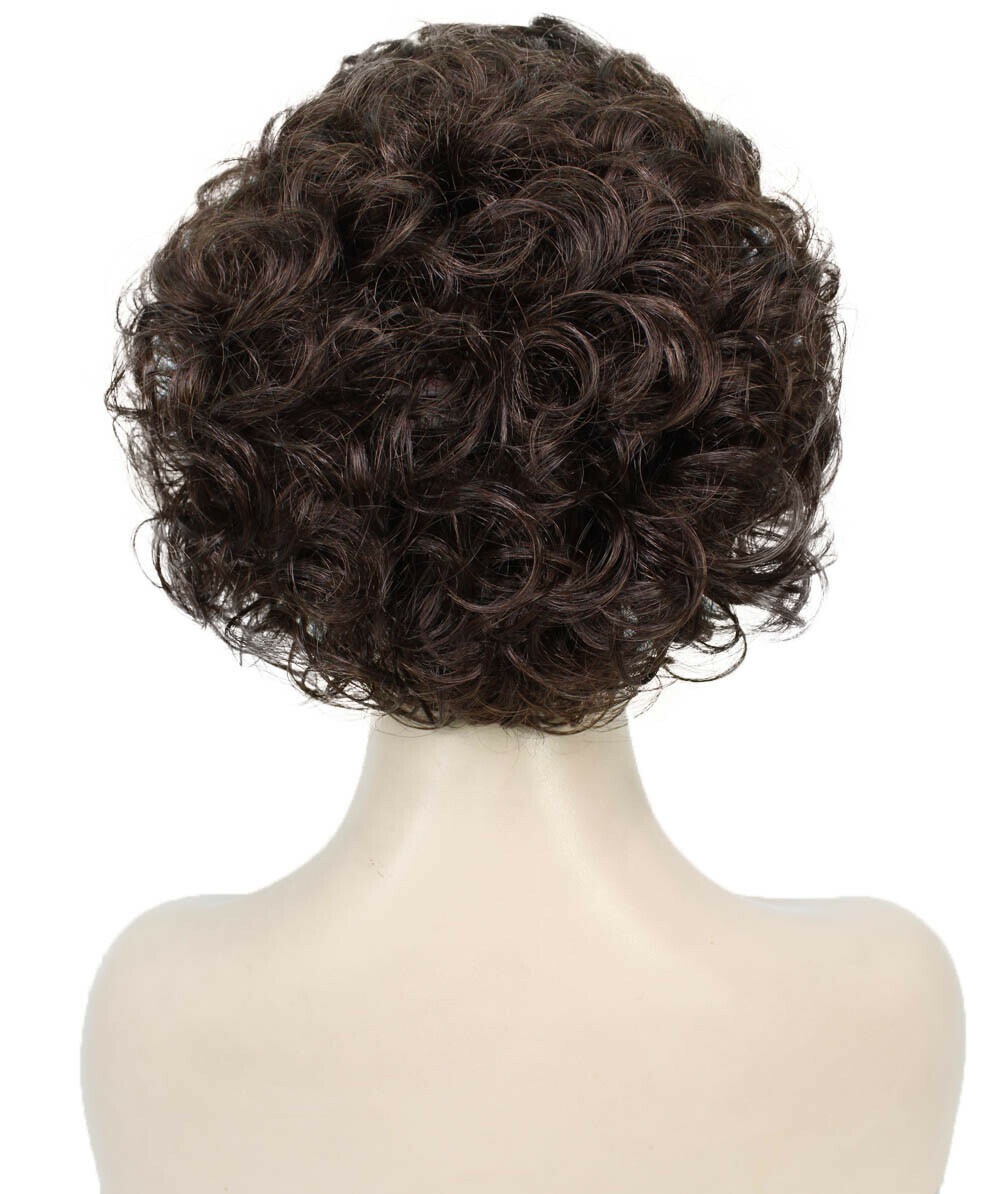 Monroe – Curly Kanekalon Synthetic Fiber Full Wig, 4 – 4.5 in, Chestnut Brown