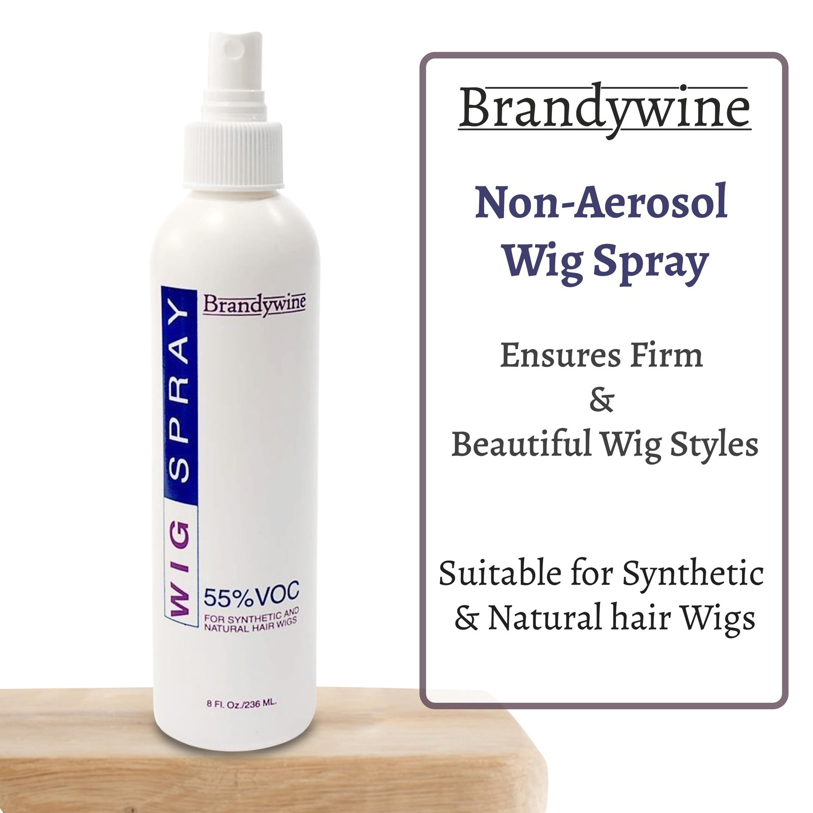 Brandywine Non-Aerosol Wig Spray for Synthetic and Natural Hair Wigs, 8 Ounce