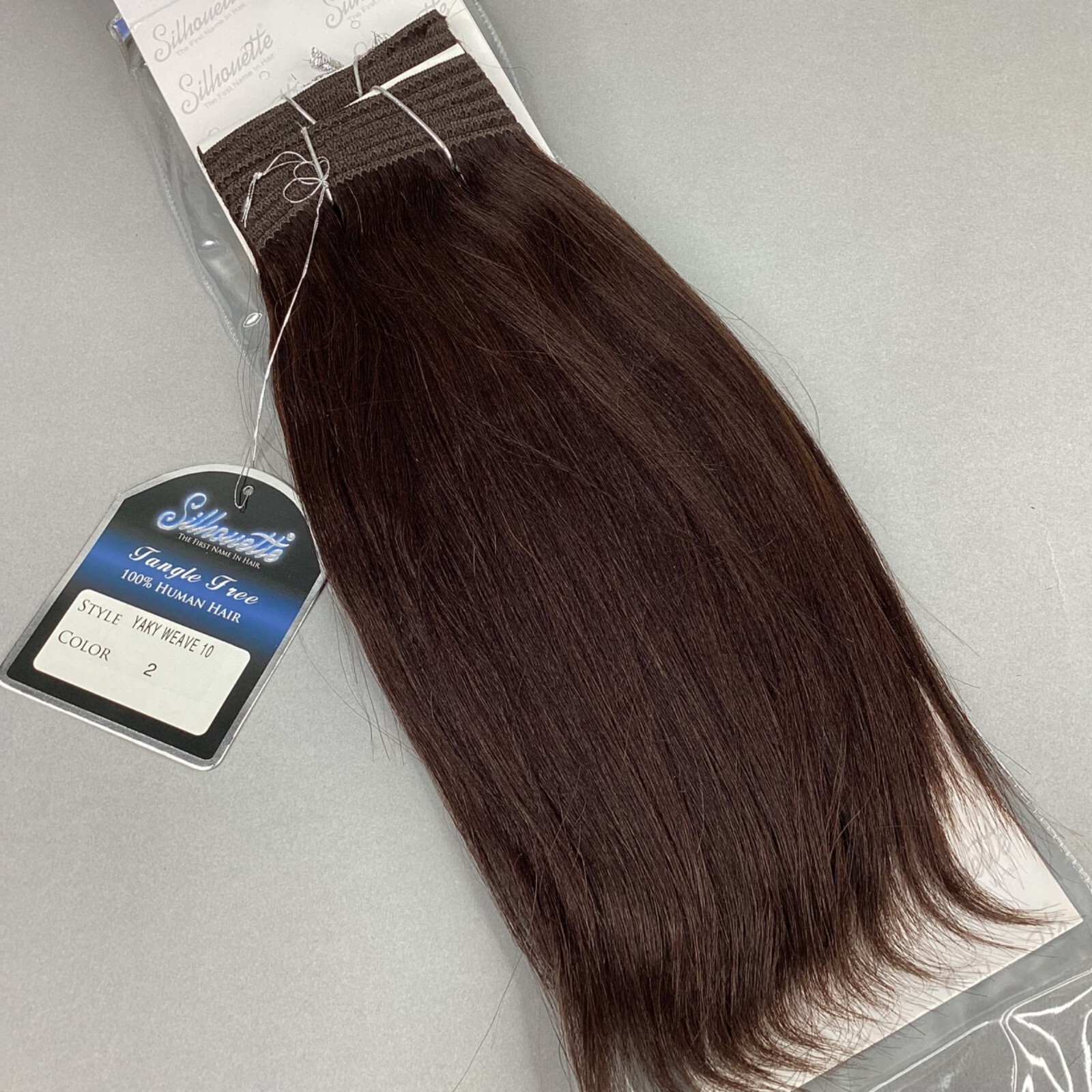 Silhouette #2 Darkest Brown 10” Yaki Straight 100% Human Hair Extensions