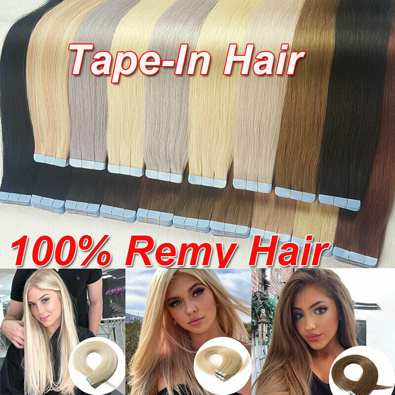 Tape in Remy Human Hair Extensions Seamless Skin Wefts Premium Thick Hair16-24in