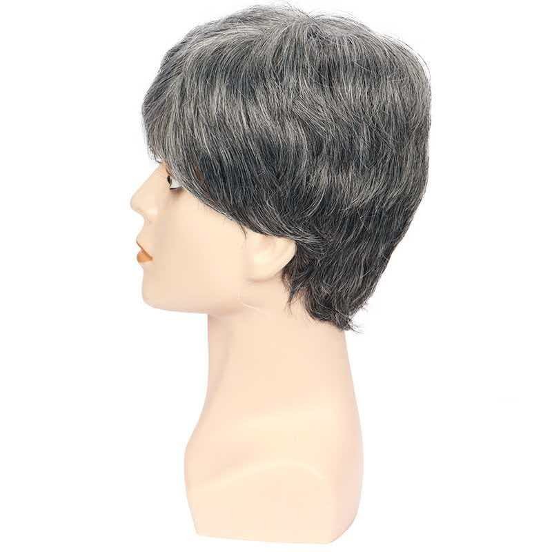 6in Men’s Short Silver Gray Wig Full Cosplay Synthetic Heat Resistant Party
