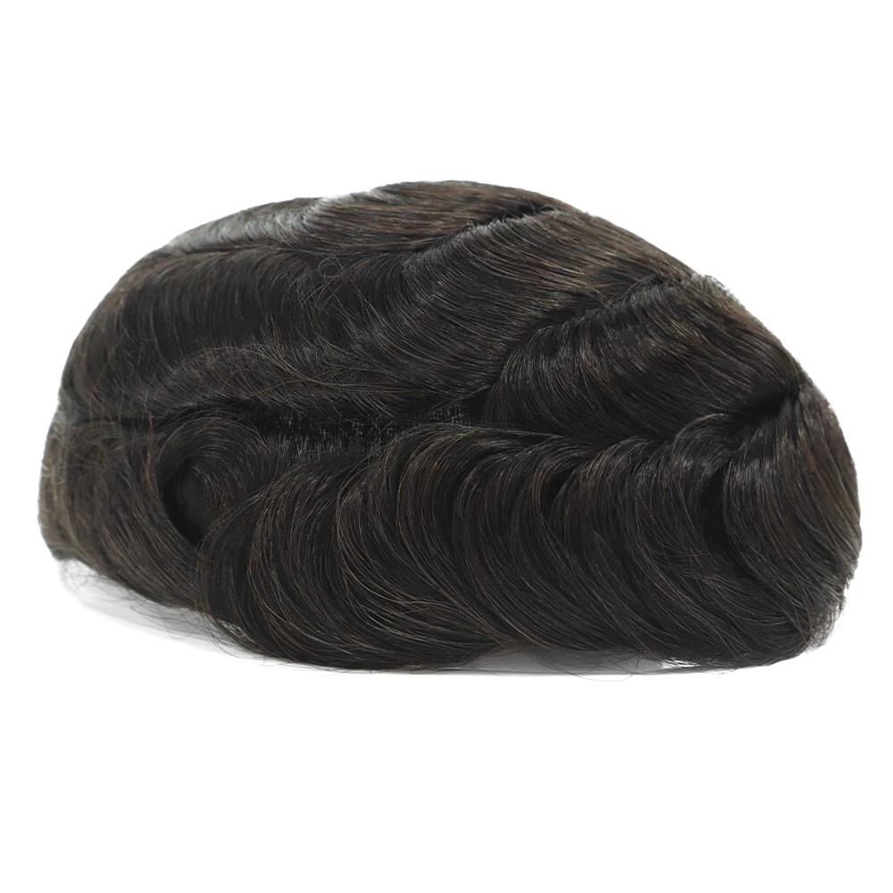 Toupee for Men Human Hair Replacement System French Lace Poly Skin Hair Pieces