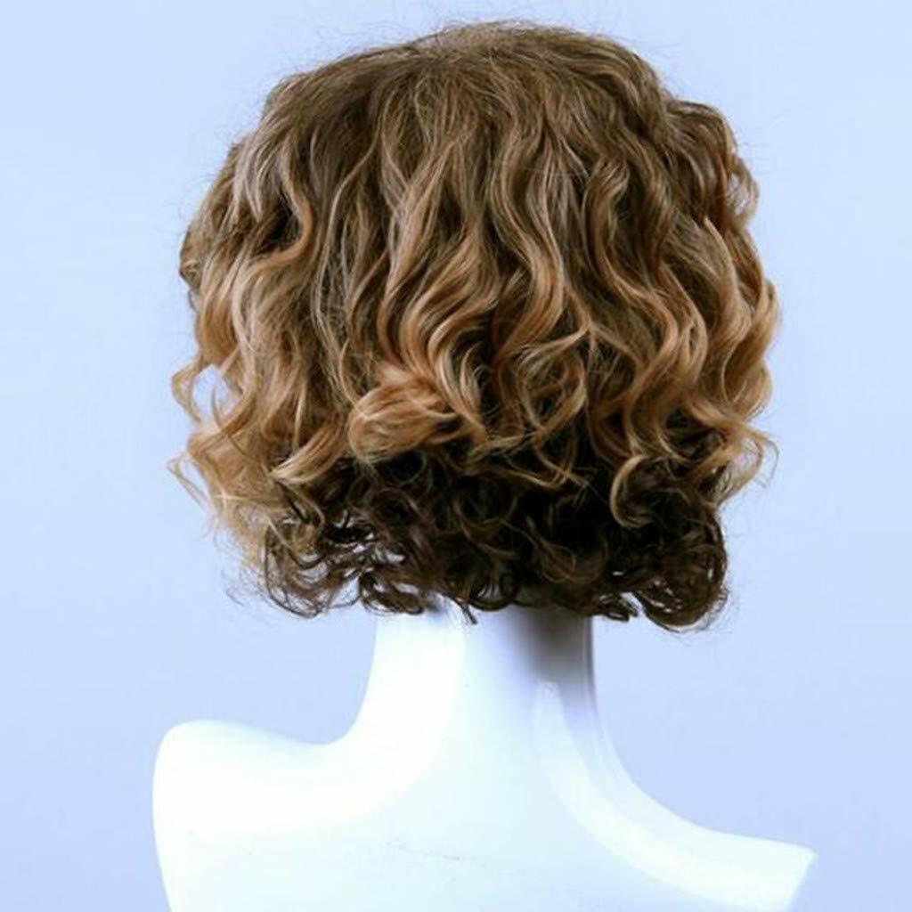 Men Long Curly Wave Blonde Wig Synthetic Hair Heat Resistant Male Fashion Style