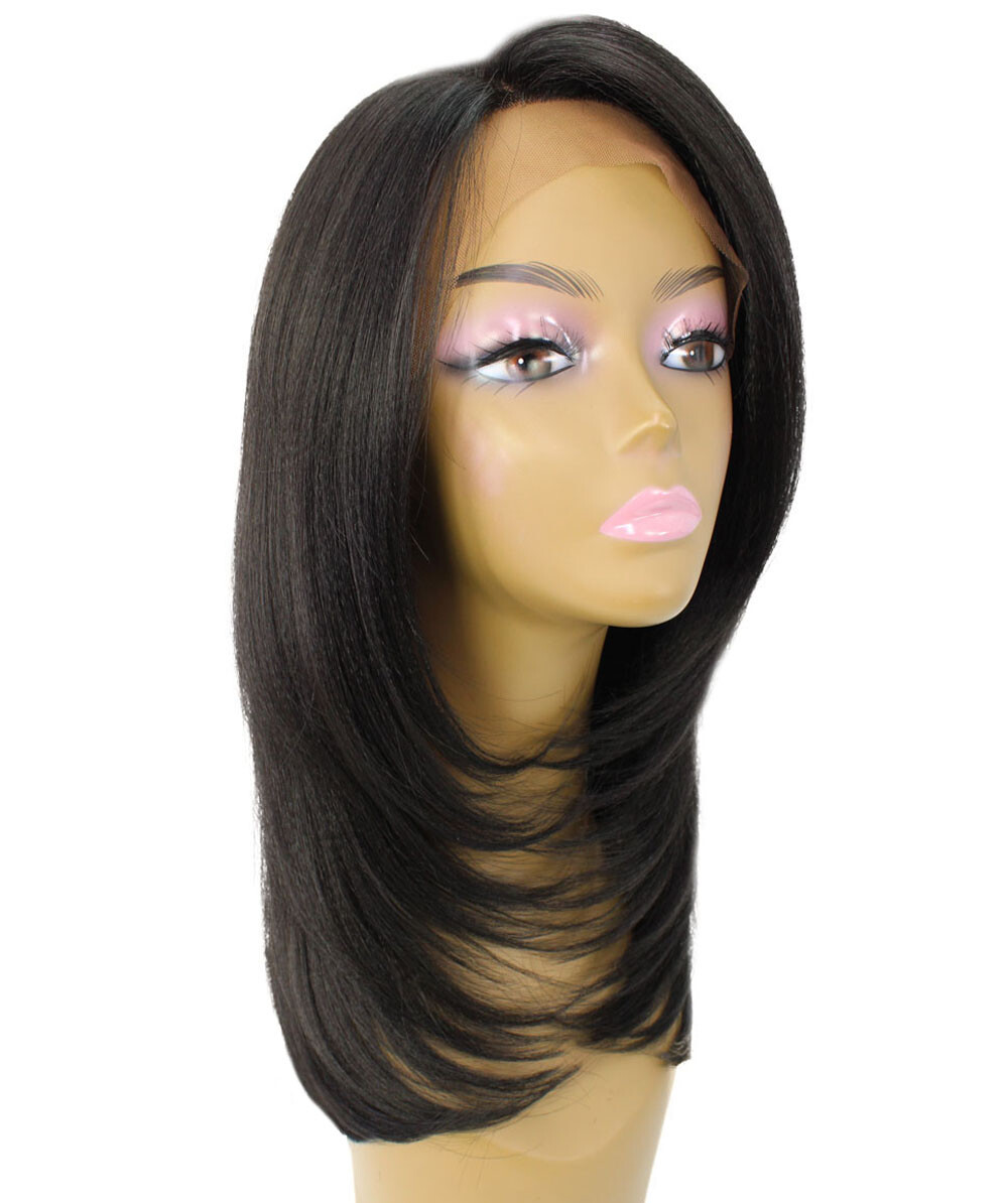 LUXLUXE Valona Straight 20 in 4X4 Hand Tied Lace Front Wig, Natural Black