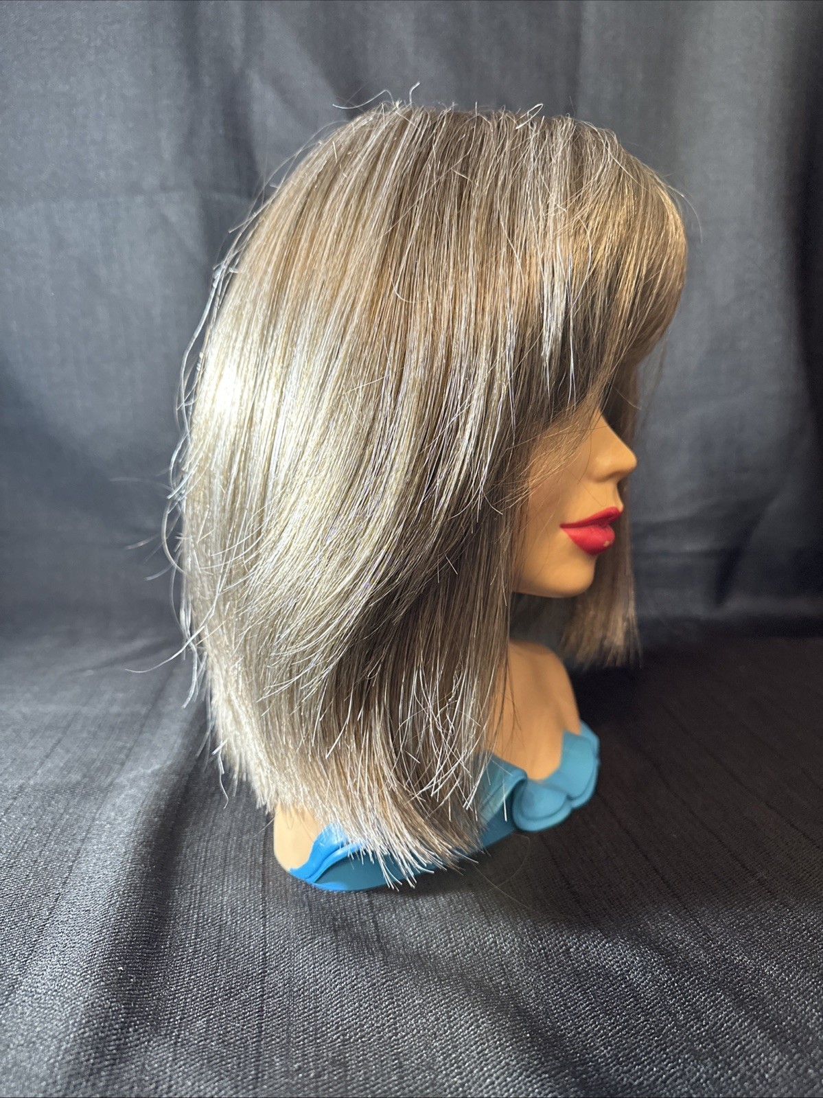 ENVY WIG SCARLETT, Average Cap Size, Dark Grey, Mid Length Straight Bangs Box