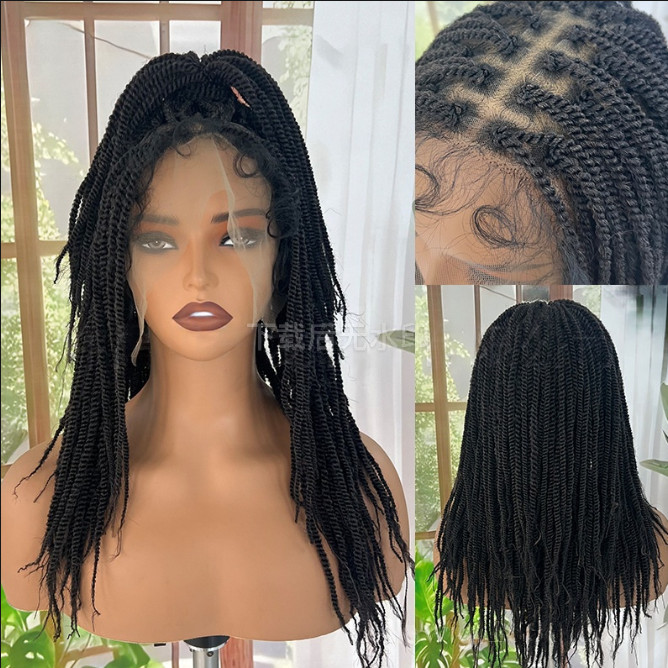 Senegalese Black Twist Braided Wigs For Black Women Knotless Full Lace wigs 20″