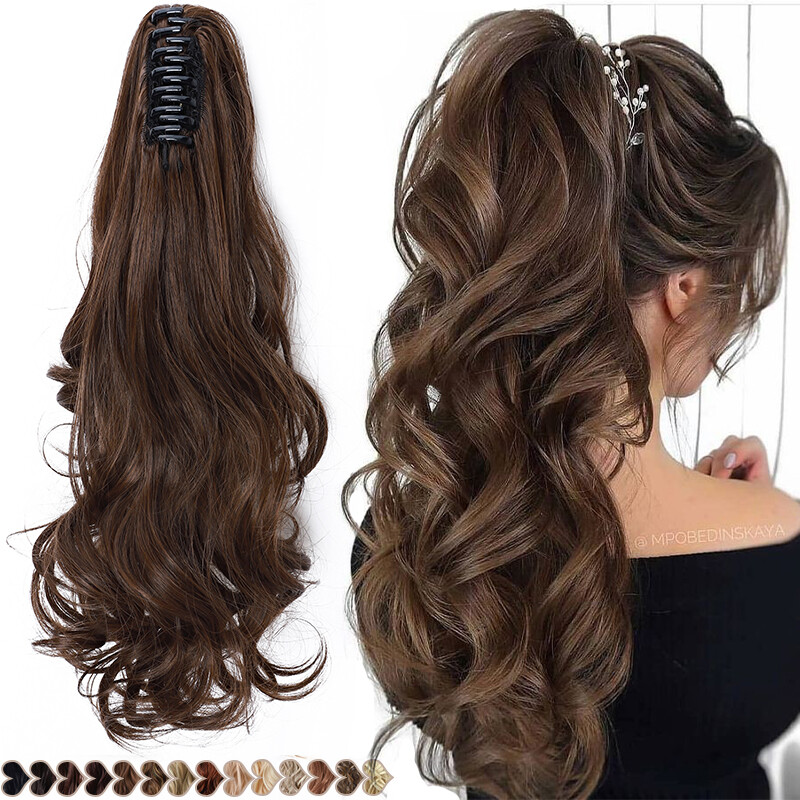 Claw Clip in Ponytail Extensions Wavy Long Hair Piece Pony Tail Real As Human US