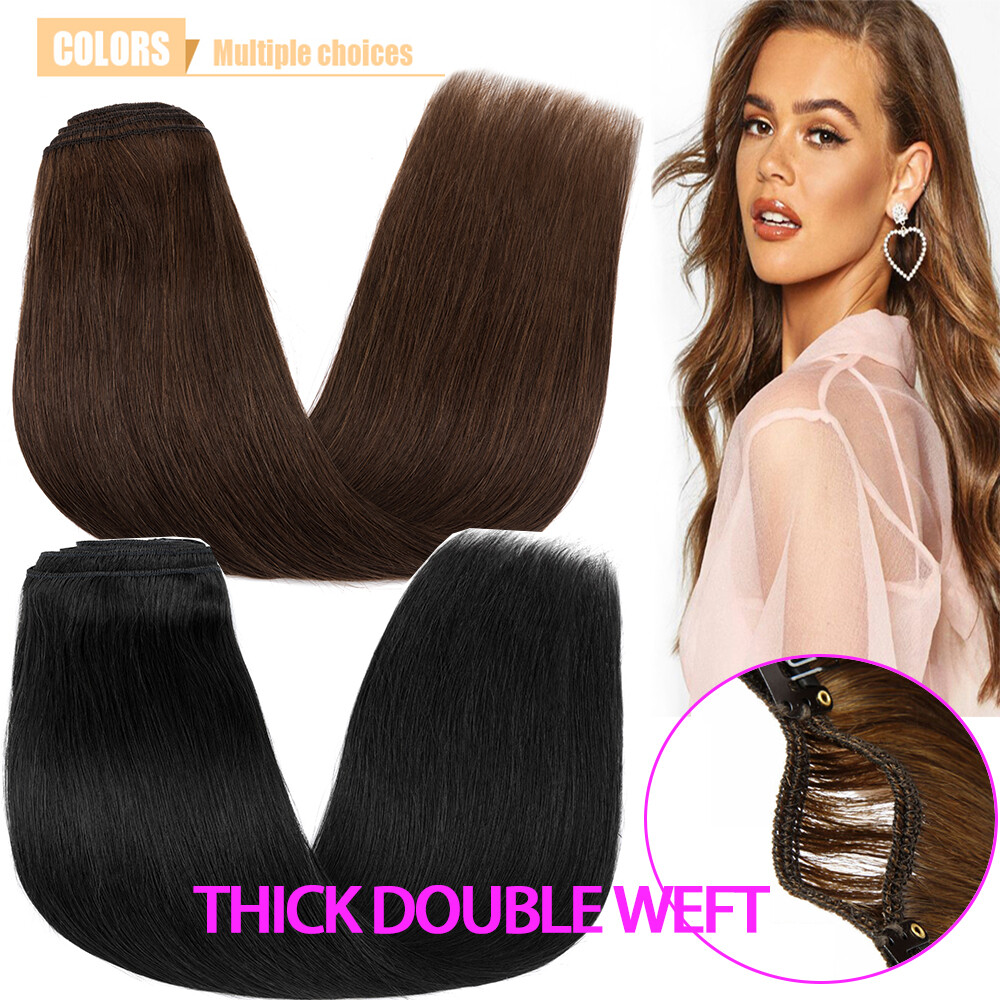 Luxury THICK Double Weft Clip In 100% Real Remy Human Hair Extensions Full Head
