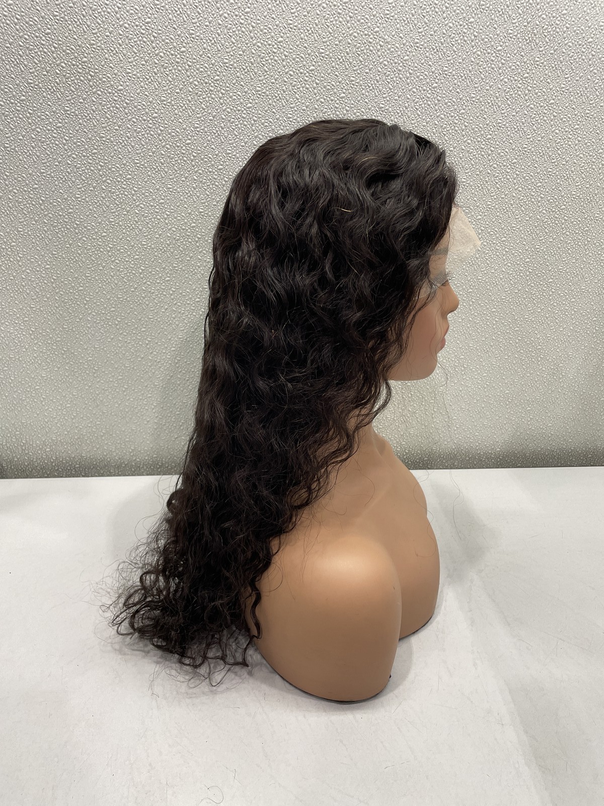Natural Black Water Wave Human Hair Blend 13×4 Lace Front 180% Density Wig, 20″