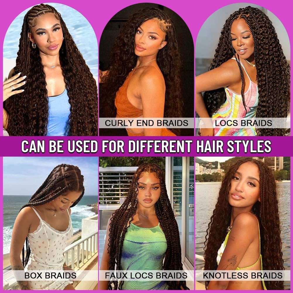 100% Human Boho Braiding Hair Deep Wave Bulk No Weft 18″ #4 Brown 3 Bundles