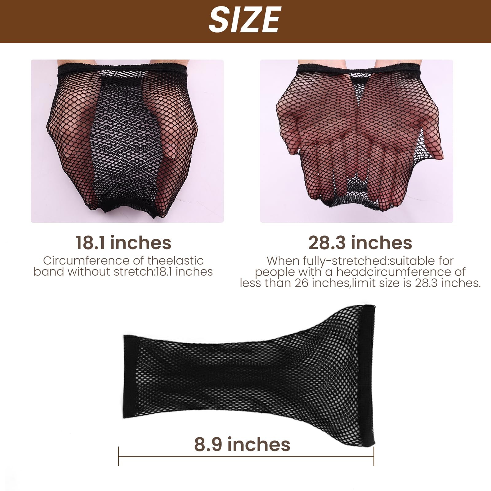 Mesh Wig Cap Crochet Net Black Hair Net for Women Men Sleeping Hairnet Cosplay