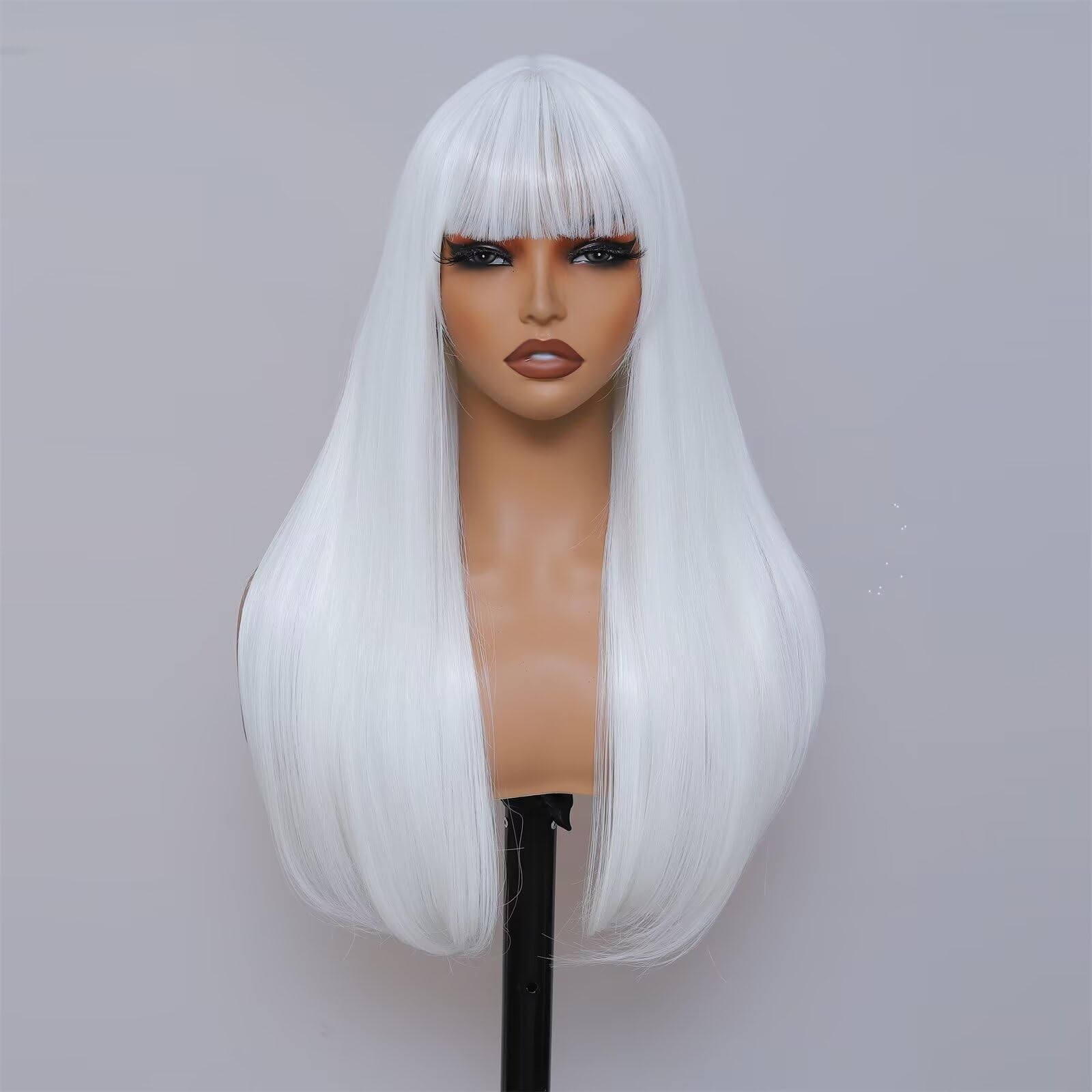 Long Straight Wig with Bangs Hair Wigs for Women Synthetic Heat Resistant Wig…