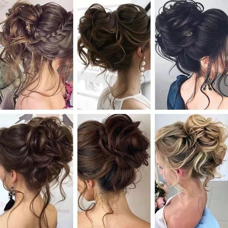 Large Messy Bun Hair Pieces for Women Wavy Curly Fake Hair Bun Extensions Access