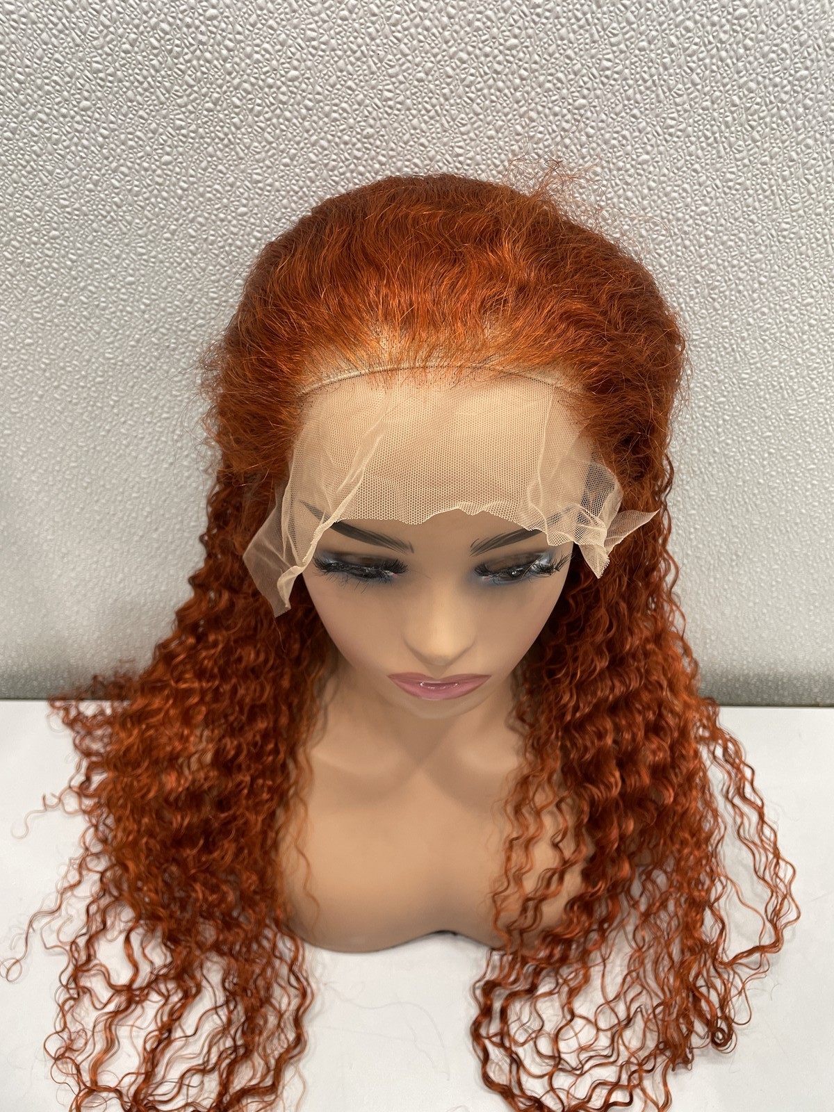 Ginger Curly Human hair Blend Glueless 13×6 Lace Wig 30″