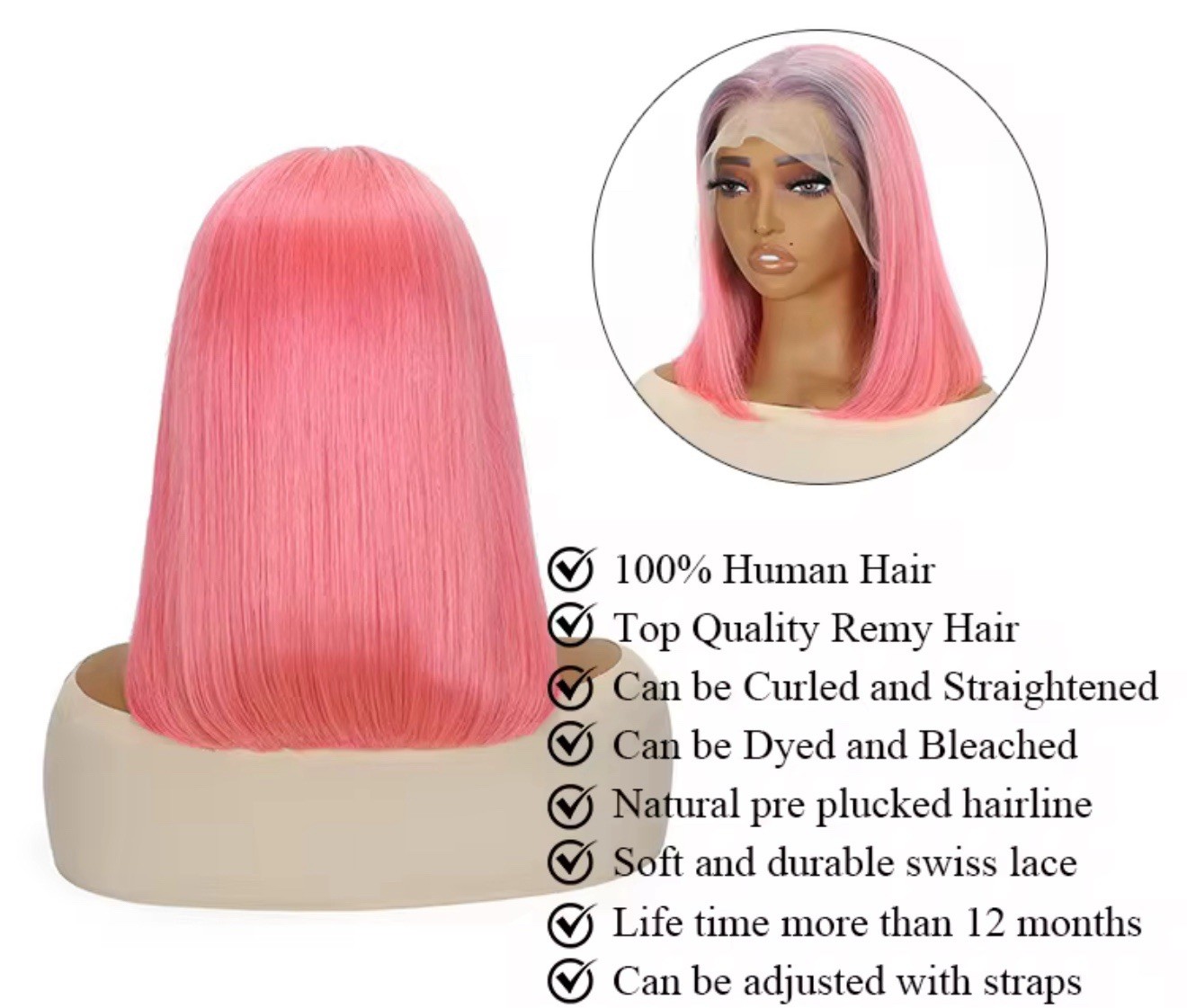 360 Hd Lace Wigs Frontal Brazilian Hair 100% Virgin HumanHair Bob Wig 10 Inches