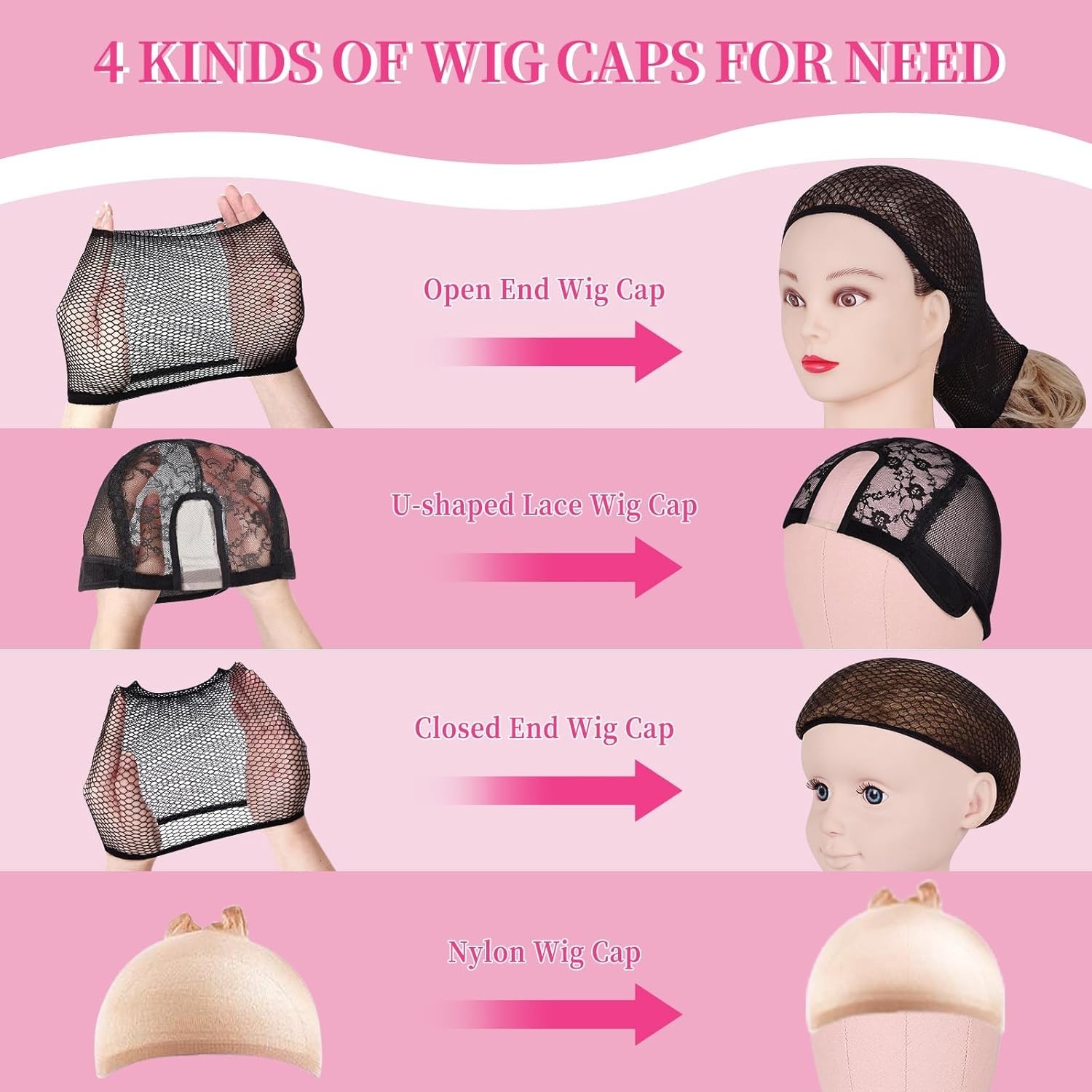 Professional 22In Wig Stand with 63In Adjustable Tripod – Pink Display Head