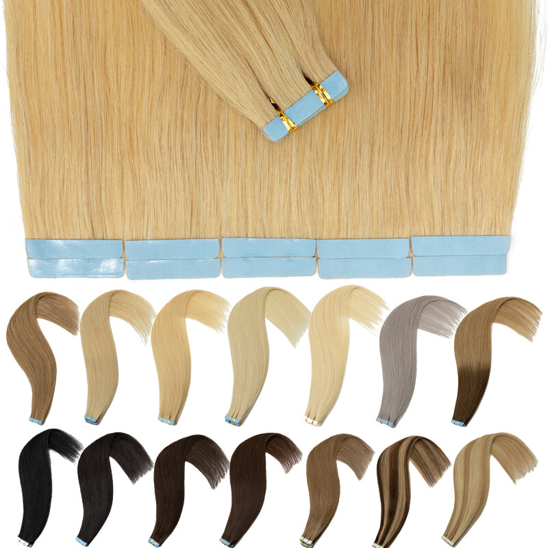 Brazilian 200G Tape In Thick-Glue Human Hair Extensions Remy Skin Weft Full Head