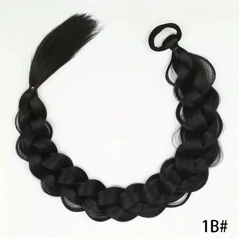 Long Braided Ponytail Hair Extensions Synthetic Hair With Elastic Band For Women