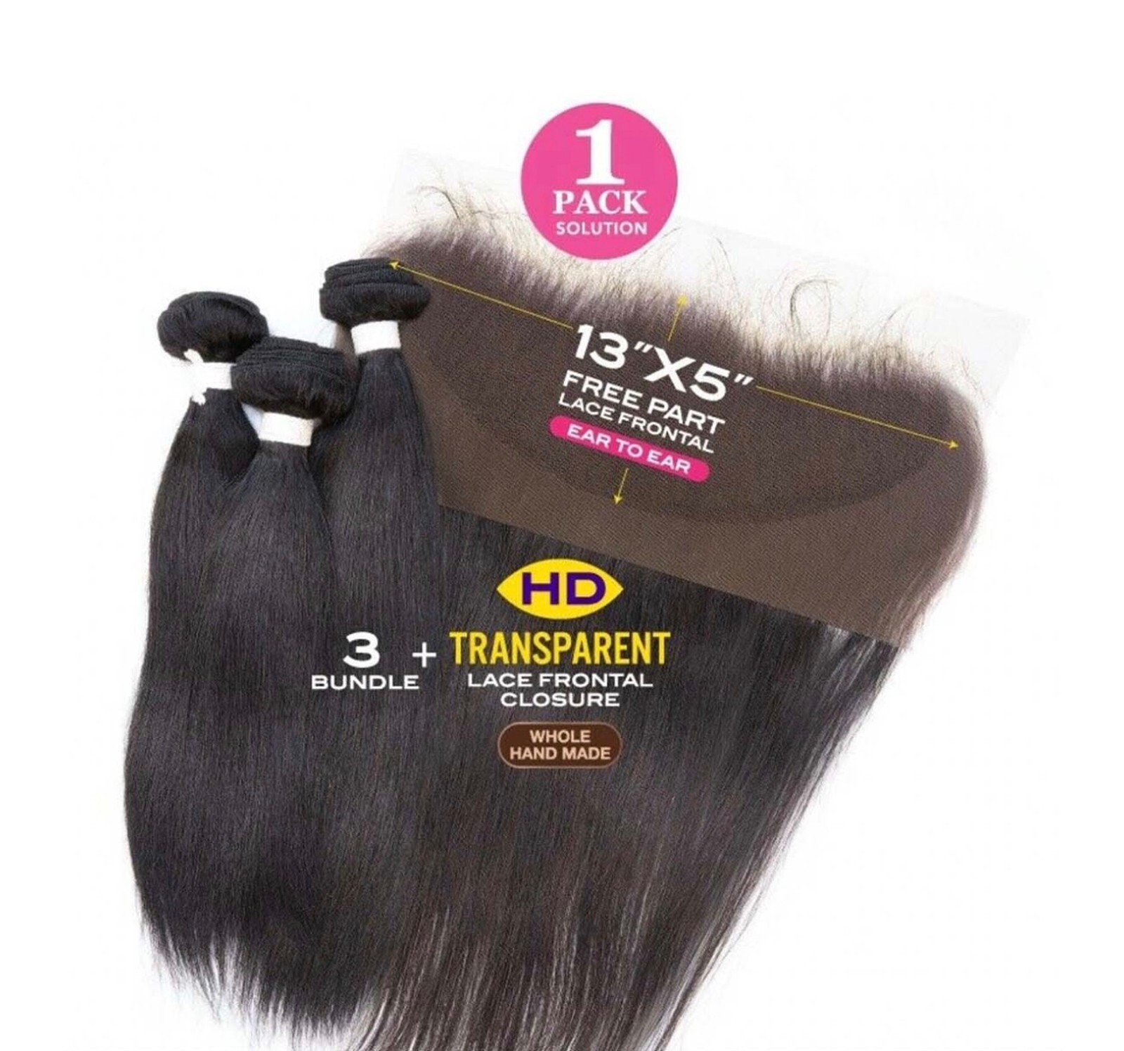 Janet Melt 100% Natural Virgin HumanHair Brazilian Straight 3pcs+13×5 HD Frontal