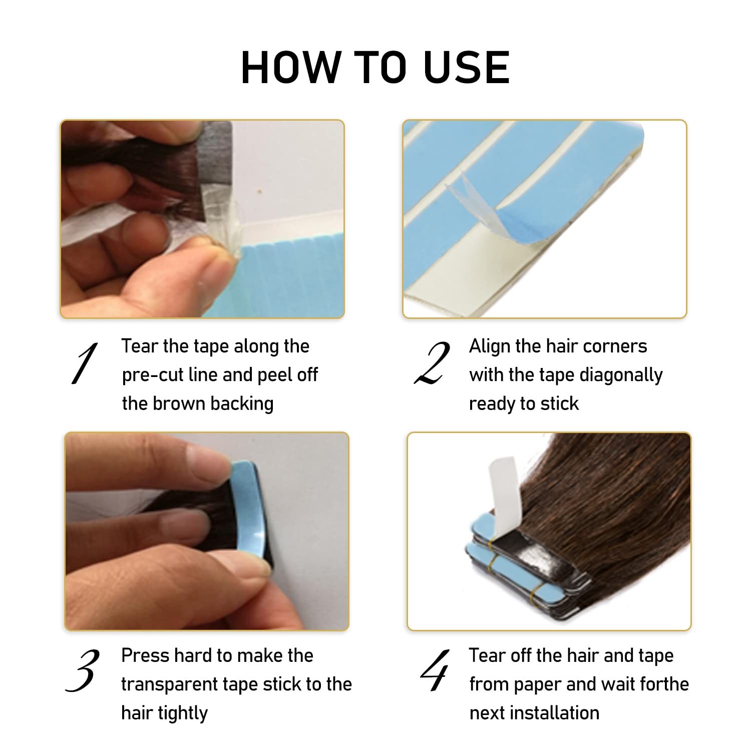 120 Peices Hair Extension Tape Tabs Double Sided Tape 4 x 0.8 cm Adhesive Hum…