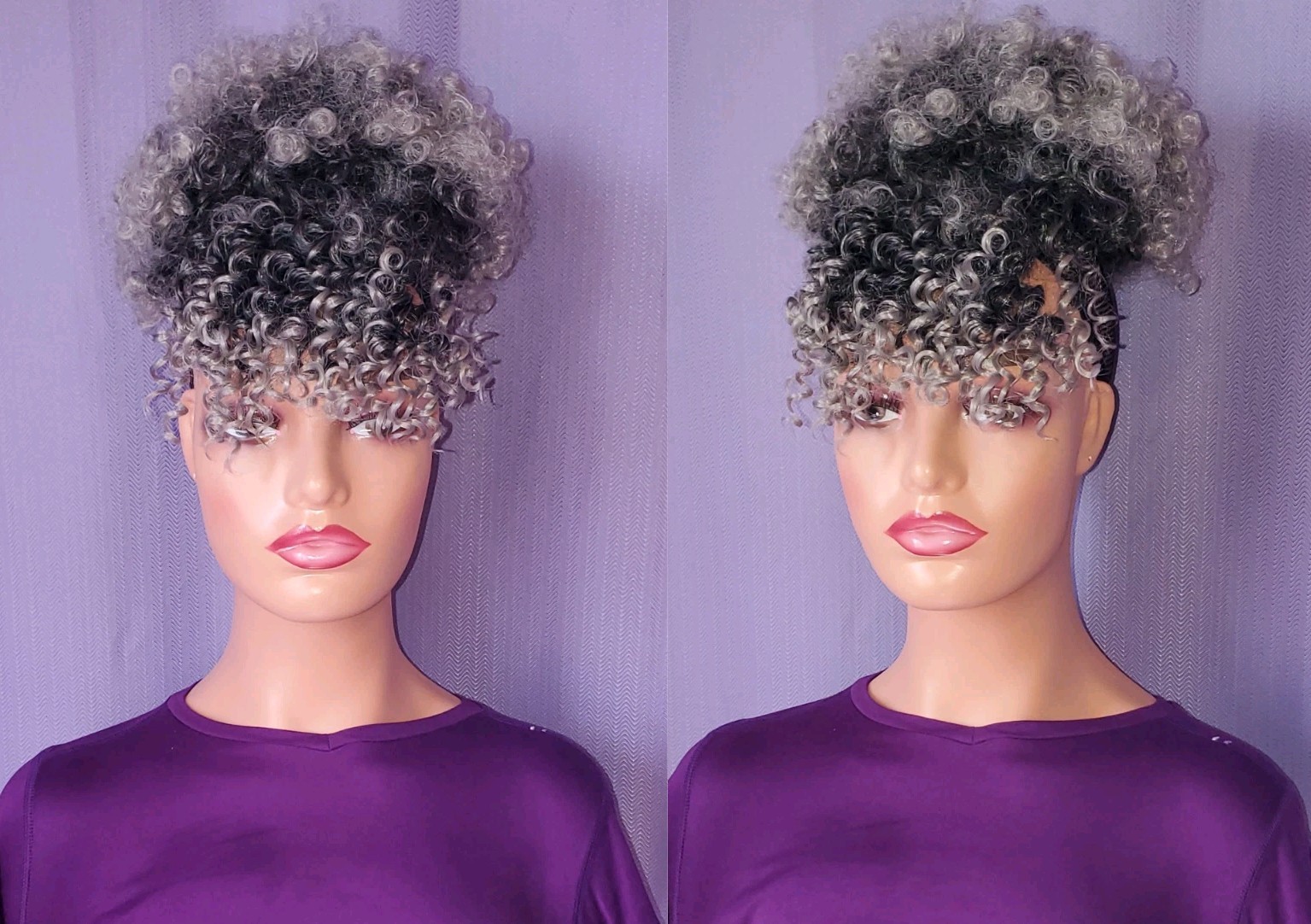 Puff Drawstring Ponytail w/Bangs Kinky Curly Hair Clip in Bangs Short Ponytail