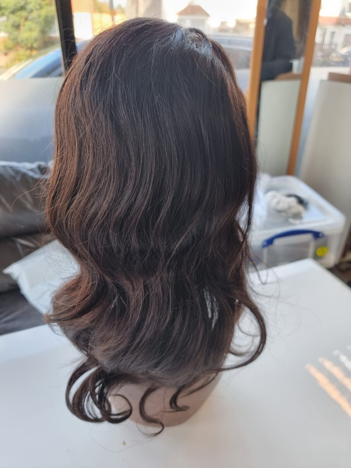 14″SILK BASE TOP BRAZILIAN GLUELESS FULL LACE WIG BODY WAVE 1B# 150% DENSITY 1b#