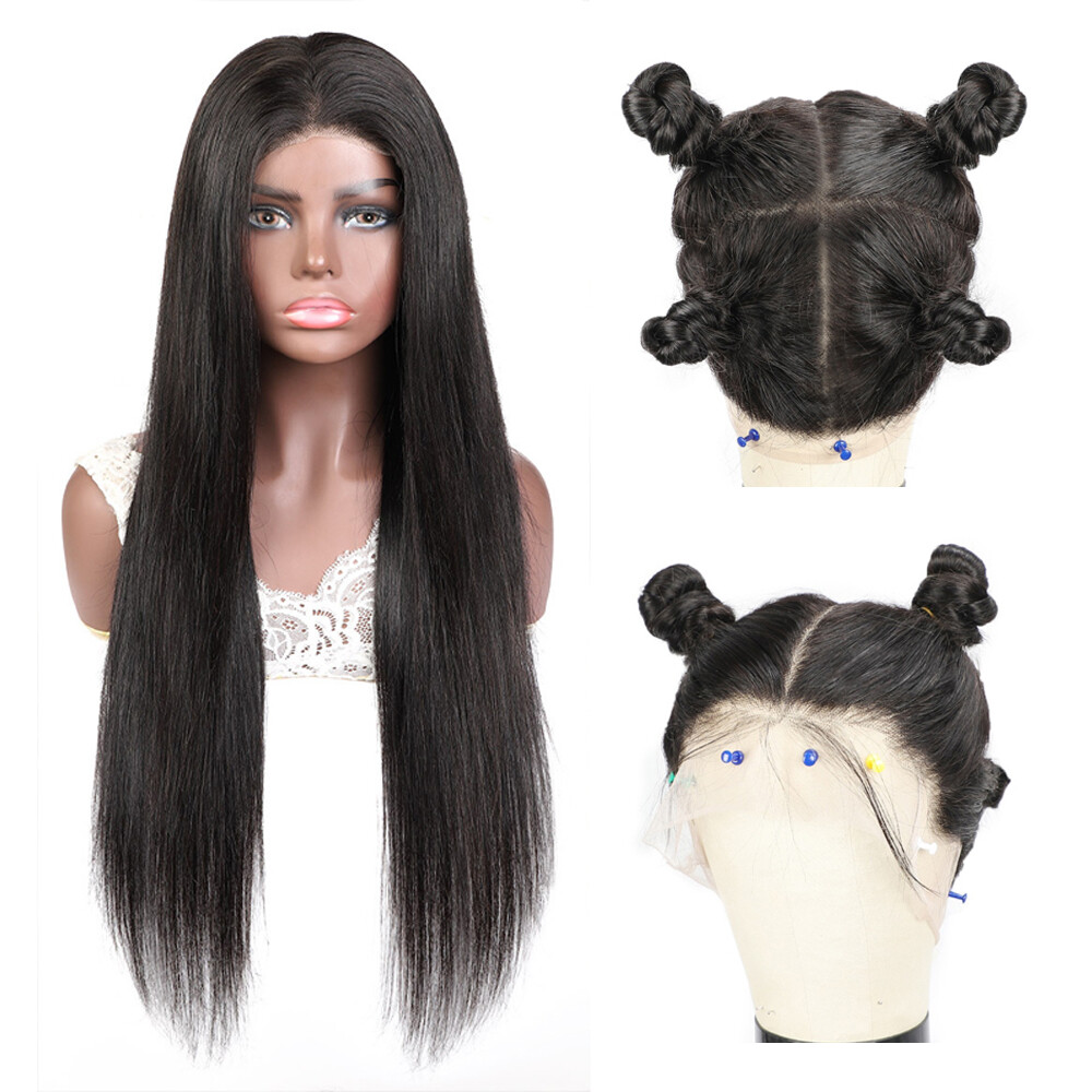 180% Density Full Lace Human Hair Wig Straight Women Hand Tied Full Lace Wig 26″