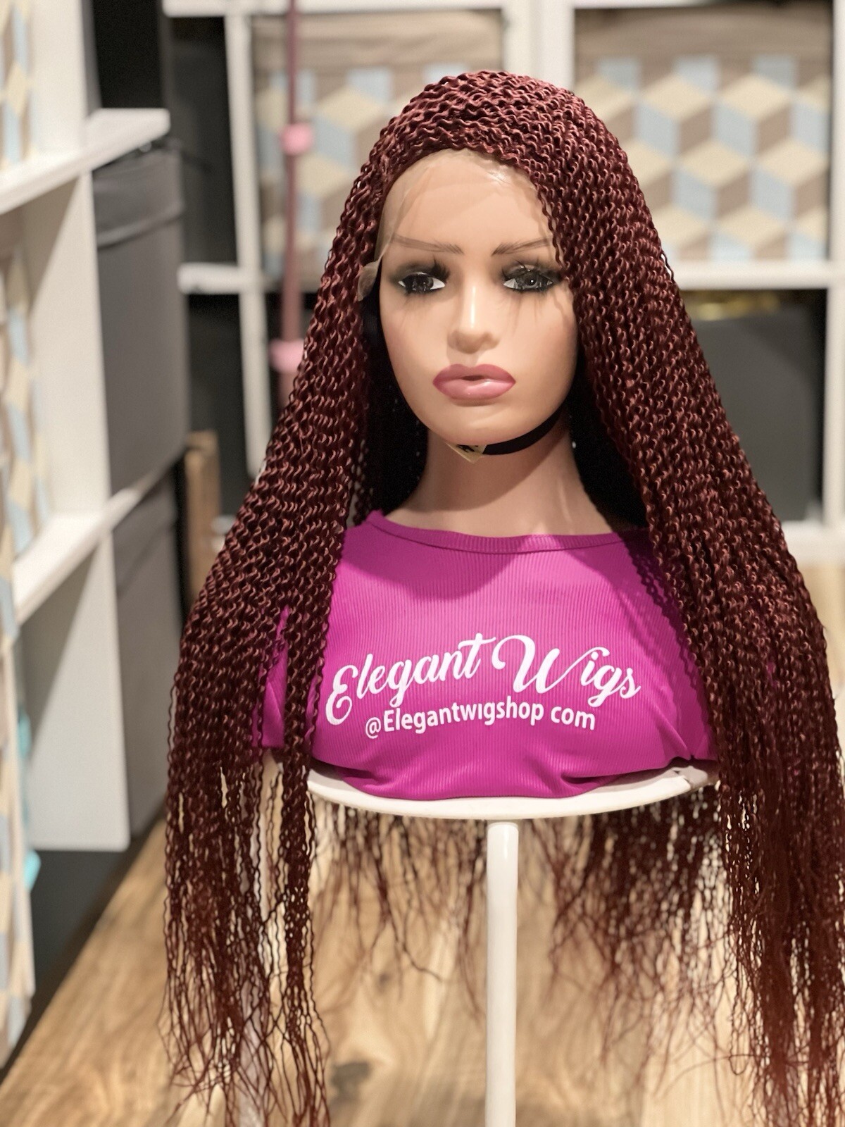 Braided Wig.burgundy Watermelon Wig. Length Is 24 Inches Long