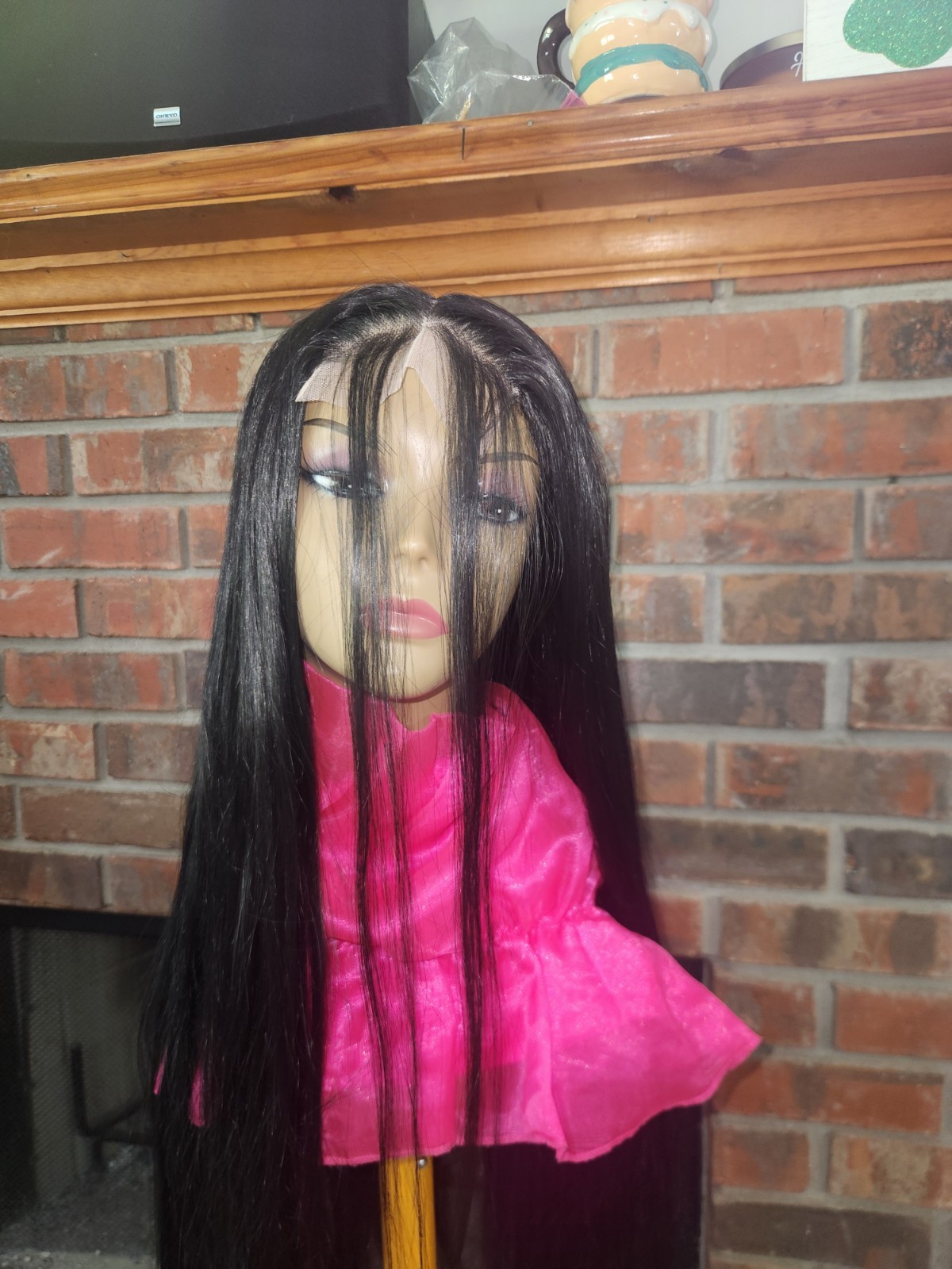 Lace Front Wig Straight Black/Purple Synthetic Free-Part 36 in Women