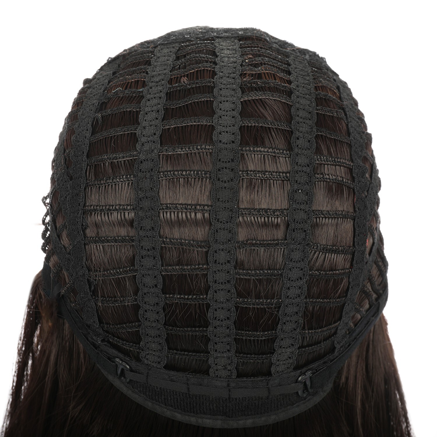 21.65in Brown High Temperature Fiber Hair Wigs With Bangs For Women 100% Density