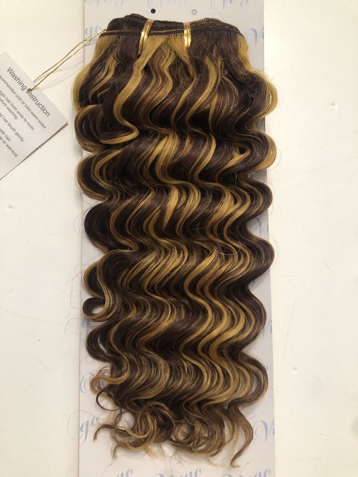 Virgo Human Hair Extensions Deep Wave 12 Inch Brown and Blond Highlights