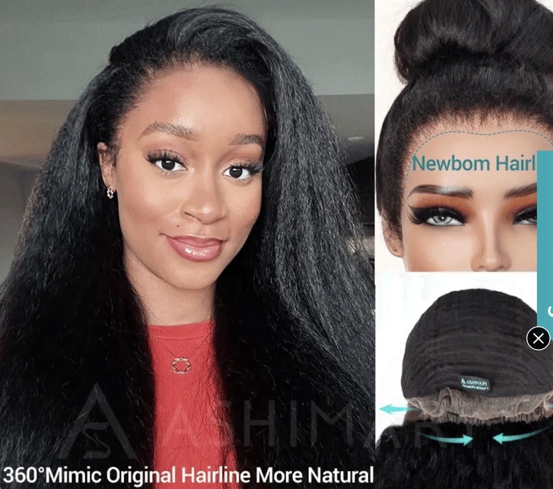 Glueless Newborn Hairline Invisi Strap 360 Skin Lace Frontal Kinky Straight Wig