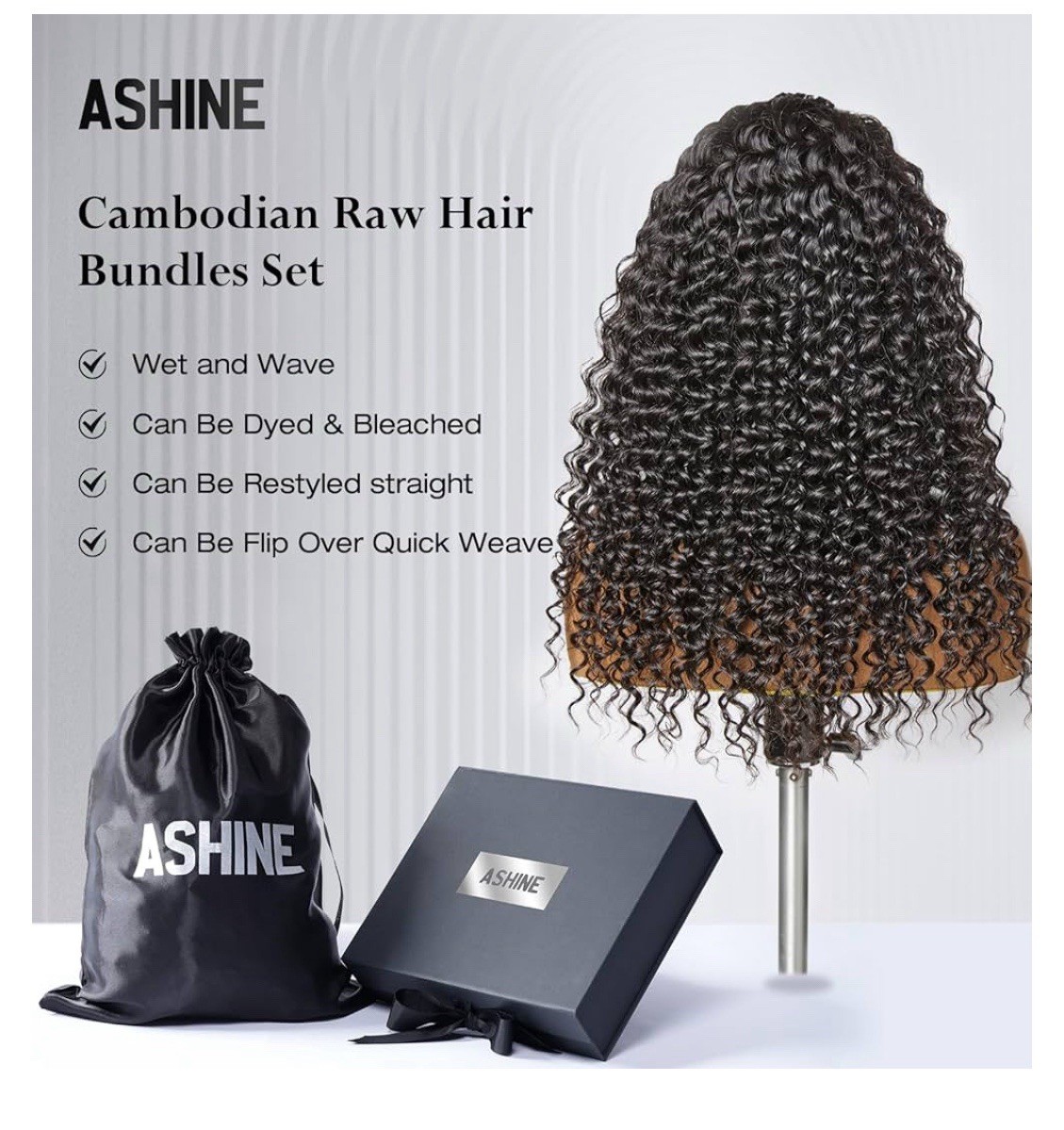 ASHINEs Deep Wave Raw Cambodian Hair – 100% Human, Wet & Wave Ready!