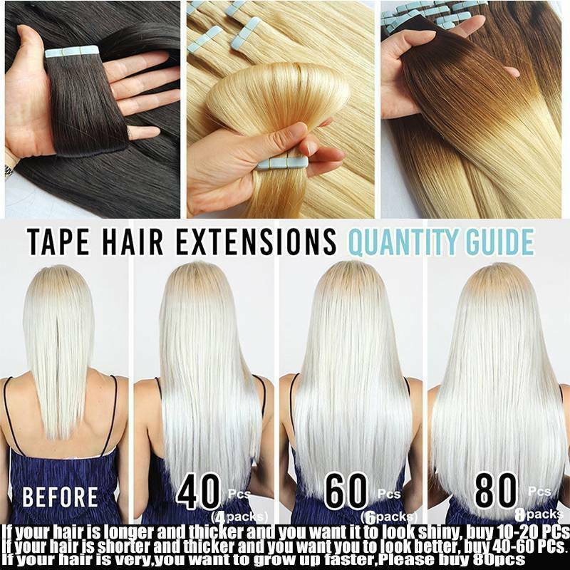 Adhesive Tape in Hair Extensions Invisible Skin Wefts Human Hair Balayage Blonde