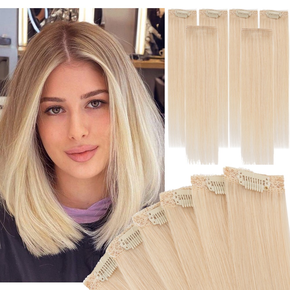 Clip in 100% Real Human Hair Extensions 6 Pieces 6Clips Short Thick Weft 10″-14″