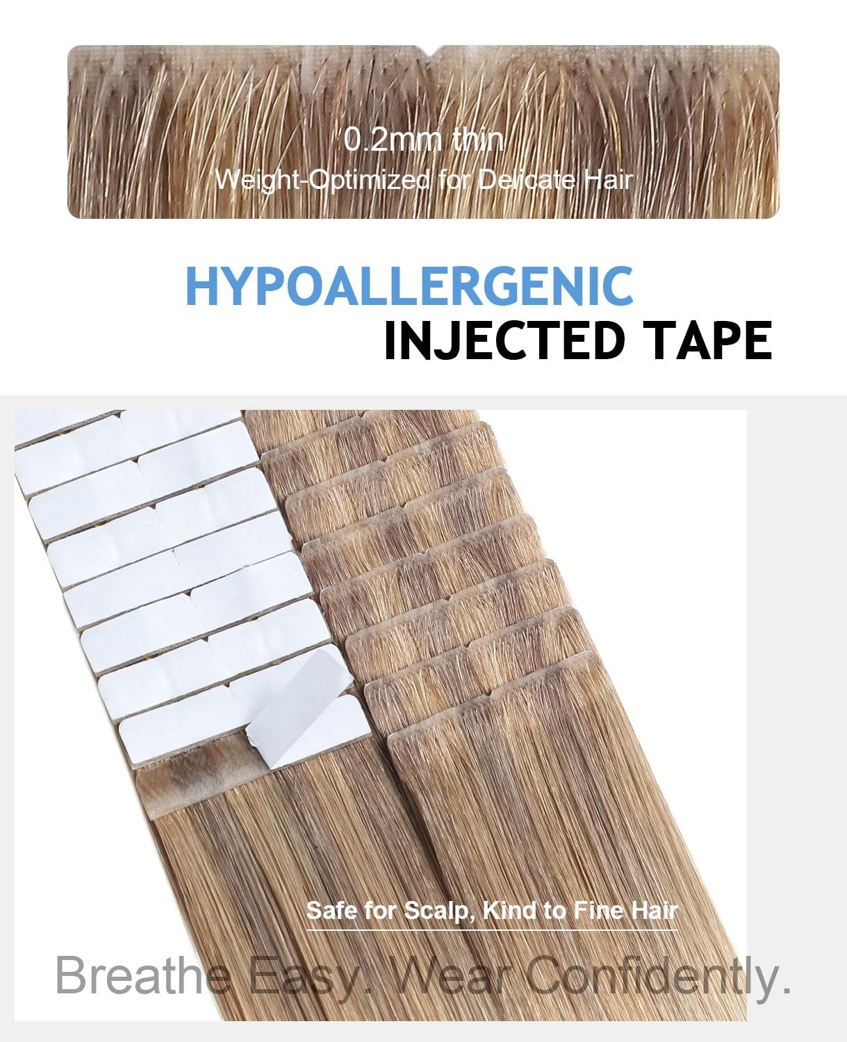 Cookayu Invisi Edge Tape In Extensions Human Hair Ash Brown To Blonde And Ash