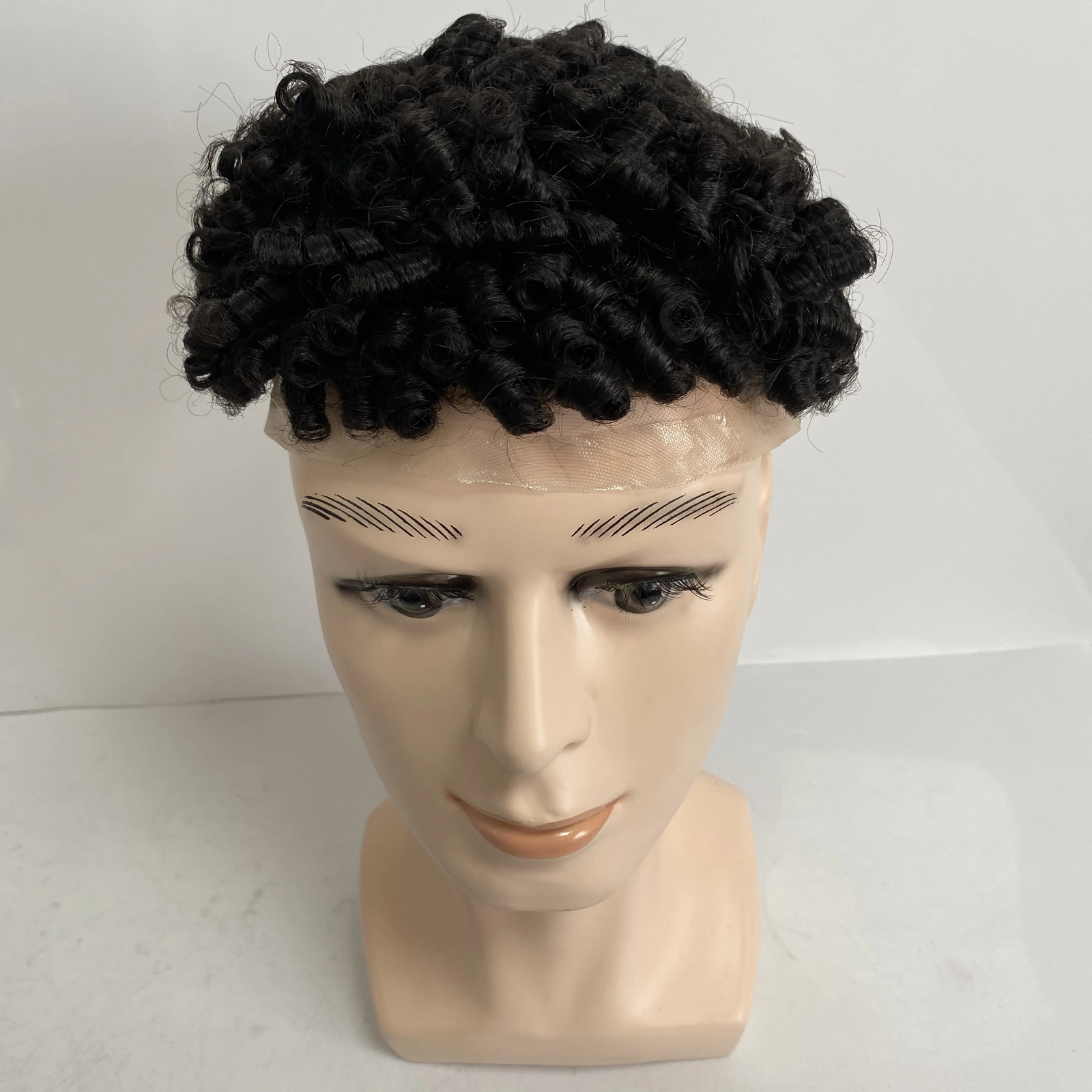 15mm Curl 7×9 Toupee Full Lace Units for Black Men