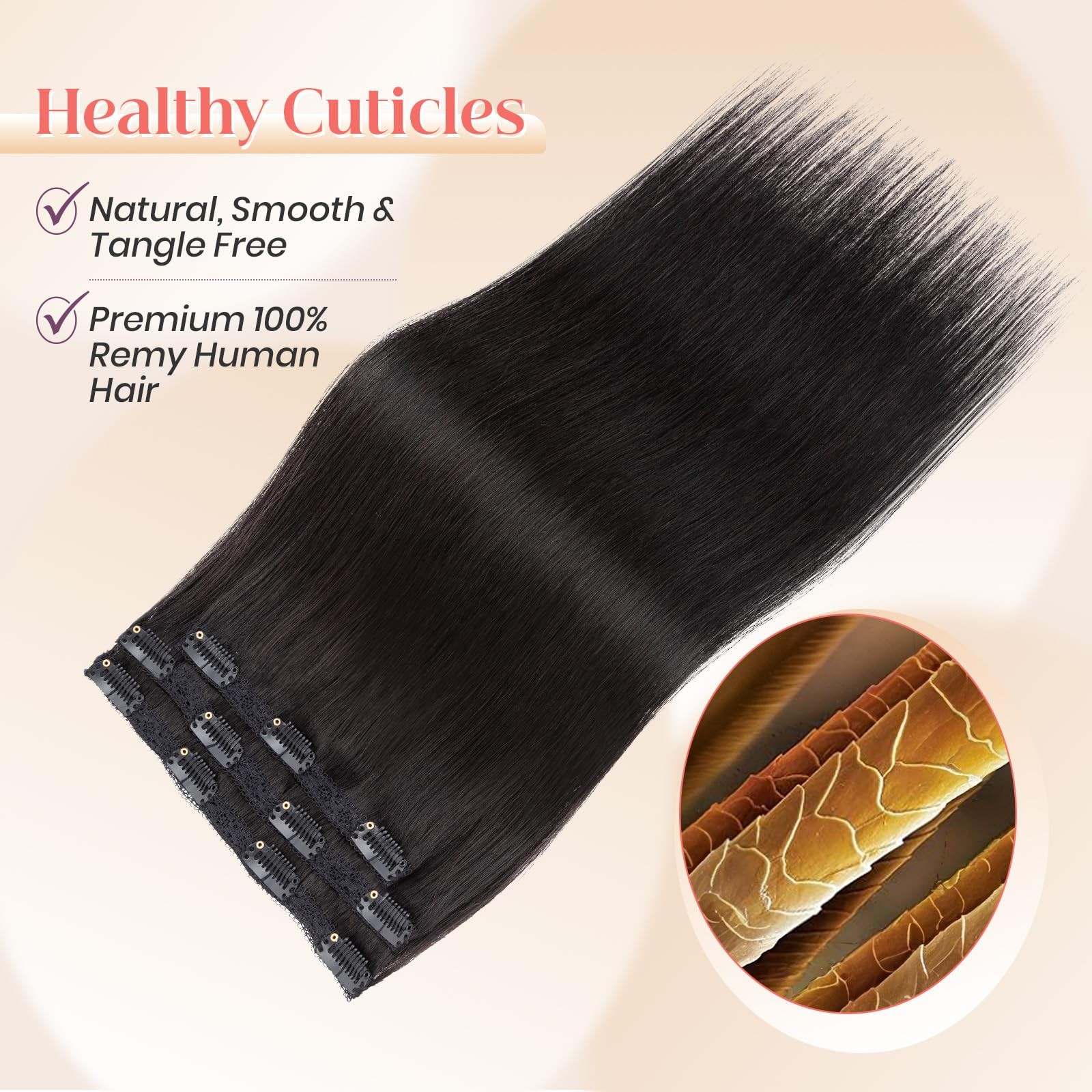 Elailite Clip In Hair Extensions Real Human Hair 3Pcs Lace Weft Remy Hairpieces