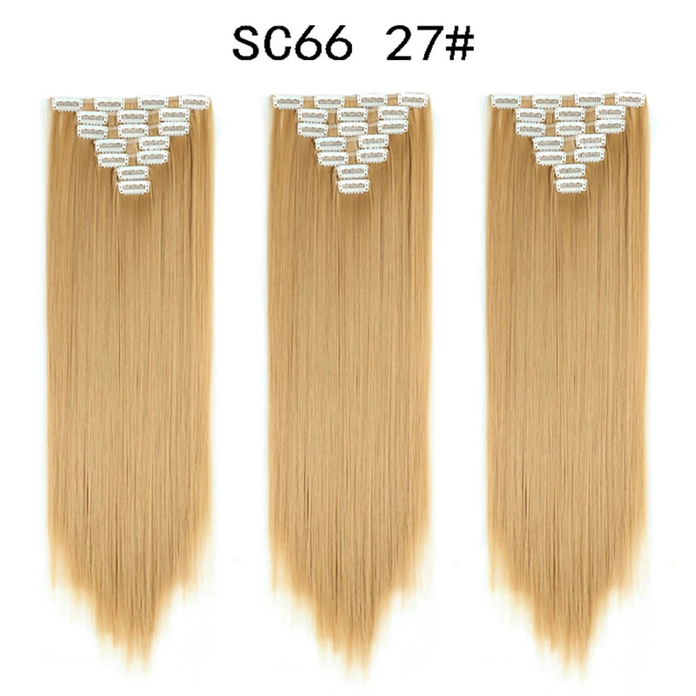 Ombre Black Blonde 22 Inch 16 Clips Synthetic Straight Clip In Hair Extensions