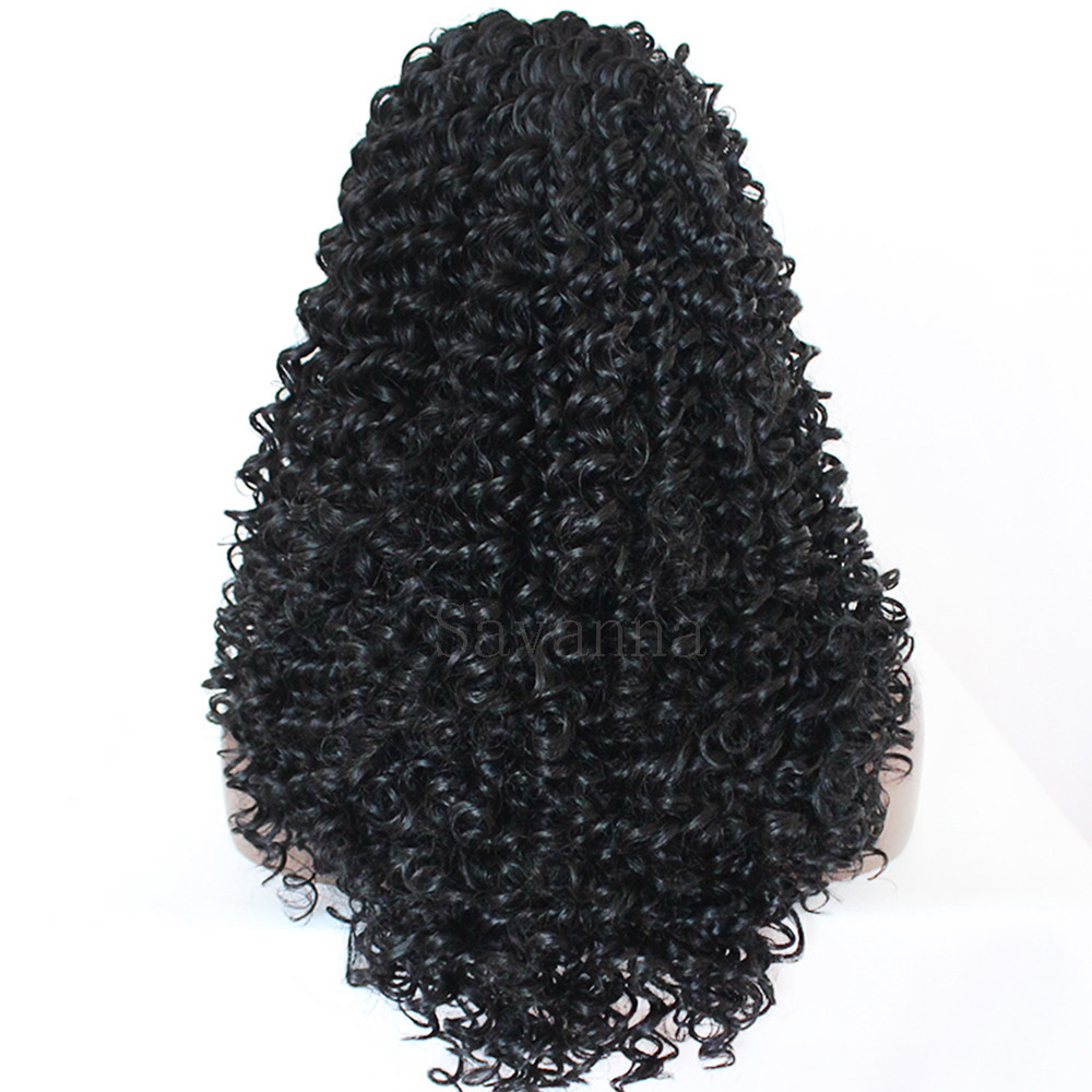 Long Kinky Curly Hair Synthetic Lace Front Wigs Heat Resistant Wig Black Women