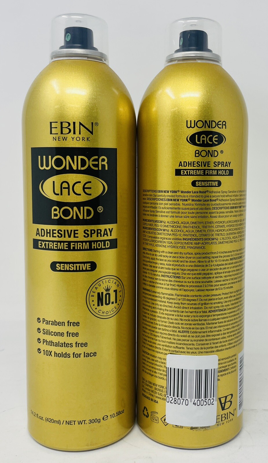 WONDER LACE BOND ADHESIVE SPRAY SENSITIVE { 2 Bottles} 420 Ml Each