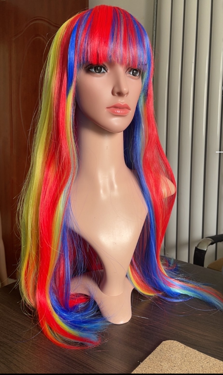 Rainbow Wig Straight Colorful Costume Wig for Women Cosplay Party Halloween 28in